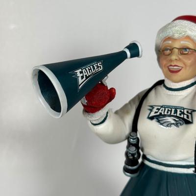 LOT 18D: The Danbury Mint Philadelphia Eagles Santa & Mrs Claus Figurines