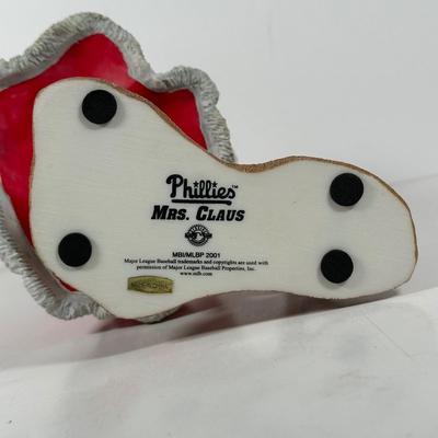 LOT 21D: The Danbury Mint Philadelphia Phillies Santa & Mrs Claus Figurines & Ornament