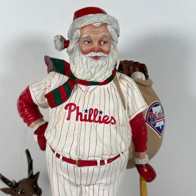 LOT 21D: The Danbury Mint Philadelphia Phillies Santa & Mrs Claus Figurines & Ornament