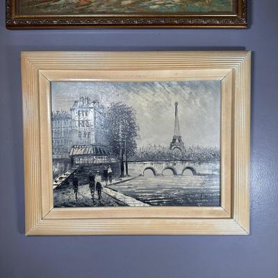 LOT 24L: Paris Scene Oil Painting By Caroline Burnett