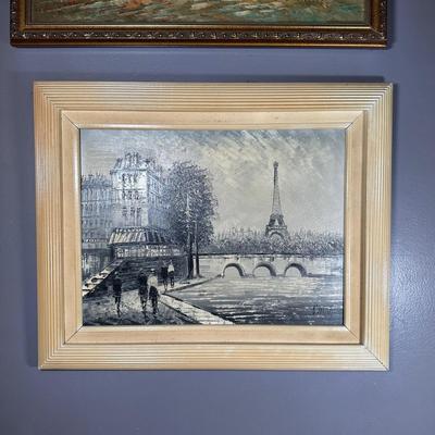 LOT 24L: Paris Scene Oil Painting By Caroline Burnett