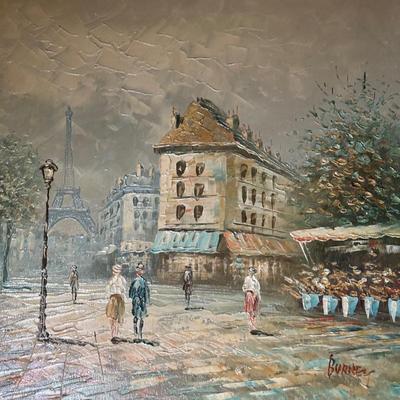 LOT 25L: Paris Scene Oil Painting By Caroline Burnett