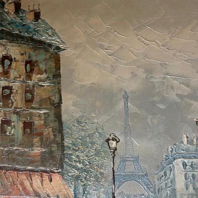 LOT 25L: Paris Scene Oil Painting By Caroline Burnett