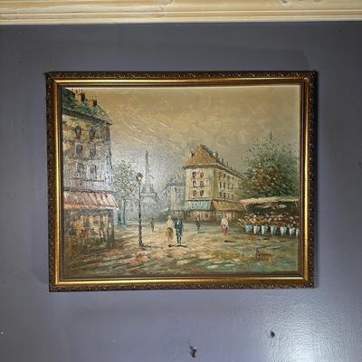 LOT 25L: Paris Scene Oil Painting By Caroline Burnett