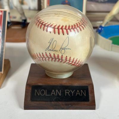 LOT 31A: Nolan Ryan Collection - Signed Ball and Pictures, Stamps, Cards & More