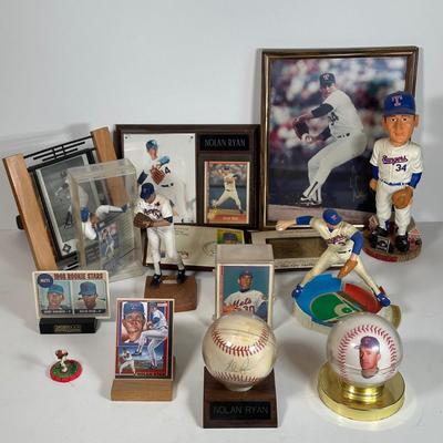 LOT 31A: Nolan Ryan Collection - Signed Ball and Pictures, Stamps, Cards & More