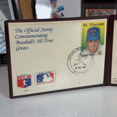 LOT 31A: Nolan Ryan Collection - Signed Ball and Pictures, Stamps, Cards & More