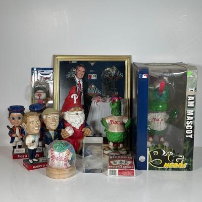 LOT 32A: Philadelphia Phillies Collectibles - Harry Kalas, Phillie Phanatic - Bobble Heads, PEZ & More