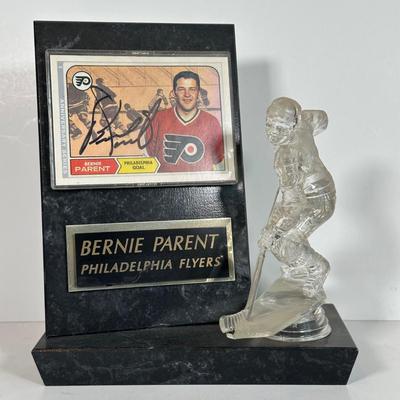 LOT 35A: Bernie Parent Philadelphia Flyers Signed Rookie Card Plaque