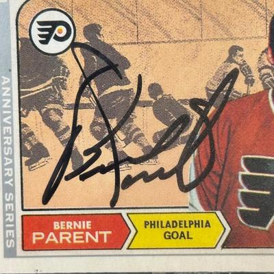 LOT 35A: Bernie Parent Philadelphia Flyers Signed Rookie Card Plaque