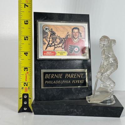 LOT 35A: Bernie Parent Philadelphia Flyers Signed Rookie Card Plaque