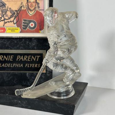 LOT 35A: Bernie Parent Philadelphia Flyers Signed Rookie Card Plaque