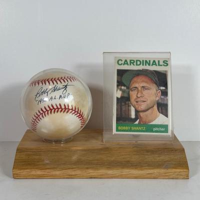 LOT 40A: Bobby Shantz Signed Baseball w/ Topps Card