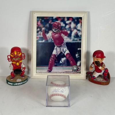 LOT 86A: Mike Liberthal Collection - Signed Ball/Picture, Bobble Heads & More