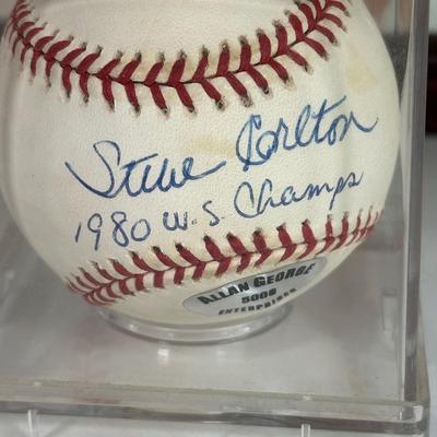 LOT 88A: Steve Carlton Collection - Signed Ball / Picture, Bobble Head & More