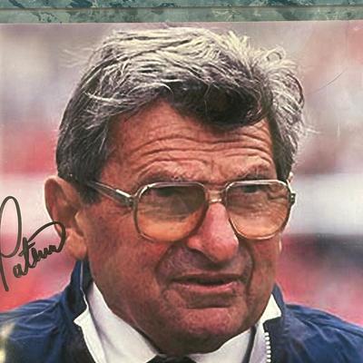 LOT 89A: Penn State Collection - Signed Joe Paterno Photo Plaque, University Barbie, Joe Paterno Bobble Head & More