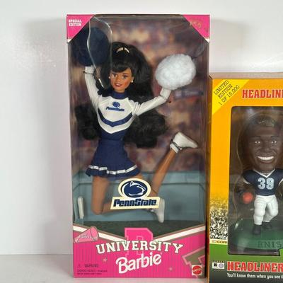 LOT 89A: Penn State Collection - Signed Joe Paterno Photo Plaque, University Barbie, Joe Paterno Bobble Head & More