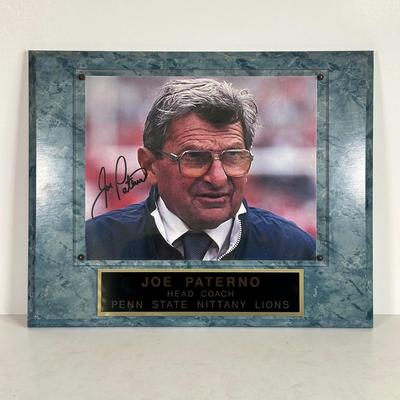 LOT 89A: Penn State Collection - Signed Joe Paterno Photo Plaque, University Barbie, Joe Paterno Bobble Head & More