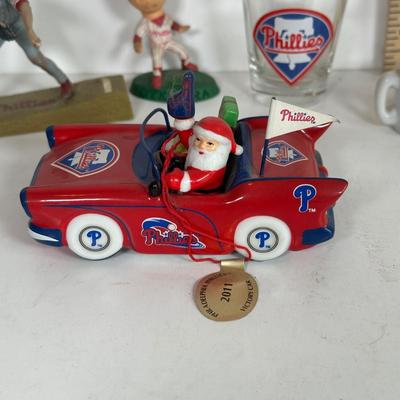 LOT 91A: Philadelphia Phillies Collectibles - Ornaments, Figures, Bobble Heads & More
