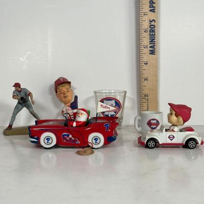LOT 91A: Philadelphia Phillies Collectibles - Ornaments, Figures, Bobble Heads & More