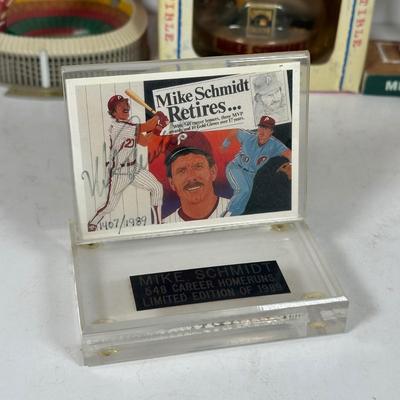 LOT 92A: Mike Schmidt Collection - Signed Ball, Legends Of The Park Bobble Head & More