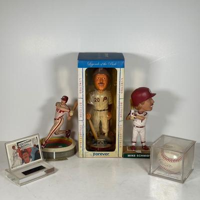 LOT 92A: Mike Schmidt Collection - Signed Ball, Legends Of The Park Bobble Head & More