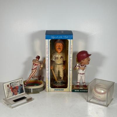 LOT 92A: Mike Schmidt Collection - Signed Ball, Legends Of The Park Bobble Head & More
