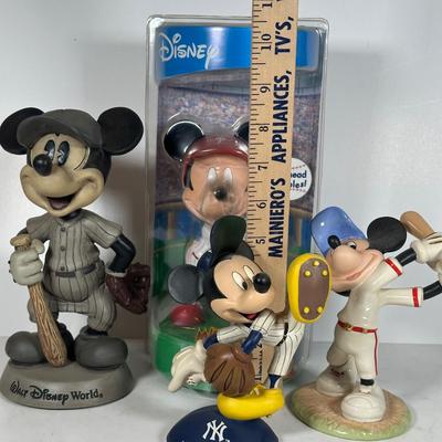 LOT 96A: Disney Mickey Mouse Baseball Bobble Heads - The Danbury Mint & More