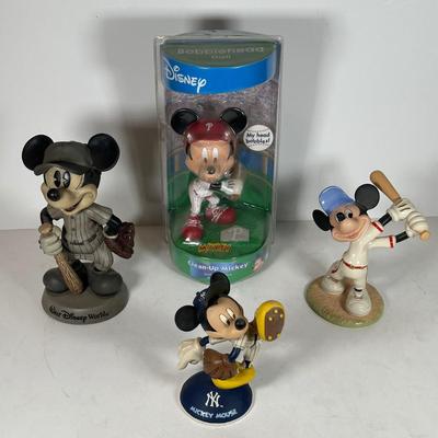 LOT 96A: Disney Mickey Mouse Baseball Bobble Heads - The Danbury Mint & More