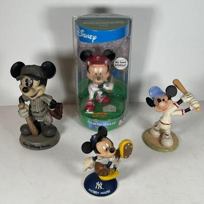 LOT 96A: Disney Mickey Mouse Baseball Bobble Heads - The Danbury Mint & More