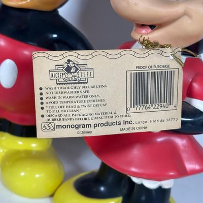 LOT 98A: Vintage Mickey & Minnie Big Sippers & Mickey Head Lunchbox w/ Original Thermos