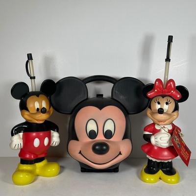 LOT 98A: Vintage Mickey & Minnie Big Sippers & Mickey Head Lunchbox w/ Original Thermos