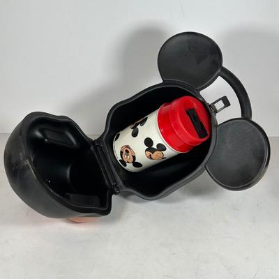 LOT 98A: Vintage Mickey & Minnie Big Sippers & Mickey Head Lunchbox w/ Original Thermos