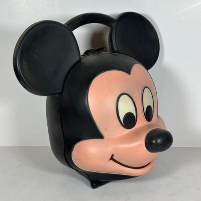 LOT 98A: Vintage Mickey & Minnie Big Sippers & Mickey Head Lunchbox w/ Original Thermos