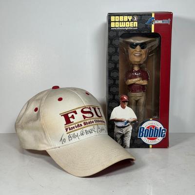 LOT 102A: Bobby Bowden Bobblehead and Signed Hat