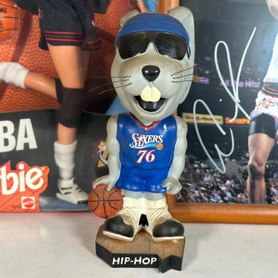 LOT 106A: Philadelphia 76ers Collection - Signed Andre Iguodala Photo, NBA Barbie, Bobbleheads & More