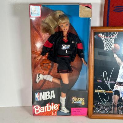 LOT 106A: Philadelphia 76ers Collection - Signed Andre Iguodala Photo, NBA Barbie, Bobbleheads & More