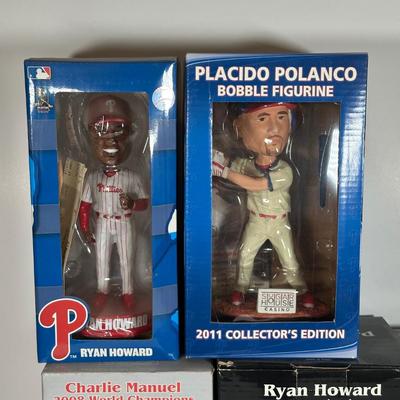 LOT 108A: New In Box Phillies Bobble Heads - Ryan Howard, Chase Utley, Carlos Ruiz & More