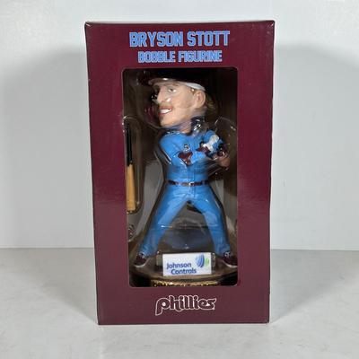 LOT 113A: Trea Turner, Bryce Harper, Bryson Stott Bobble Head Figures NIB