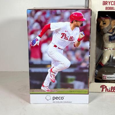 LOT 113A: Trea Turner, Bryce Harper, Bryson Stott Bobble Head Figures NIB