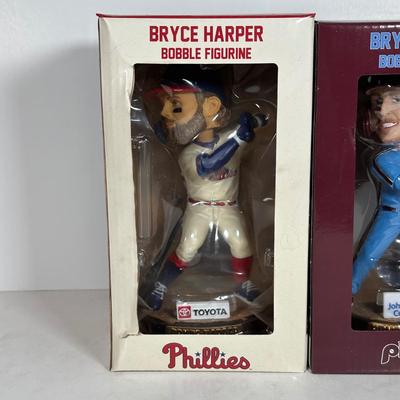 LOT 113A: Trea Turner, Bryce Harper, Bryson Stott Bobble Head Figures NIB
