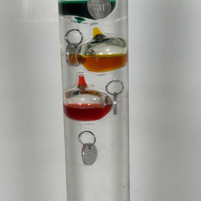 LOT 114A: Vintage Lead Crystal Globe & Galileo Thermometer
