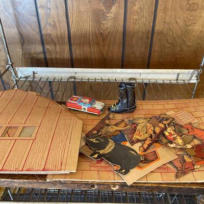 Cardboard farm with mini boot and tin car