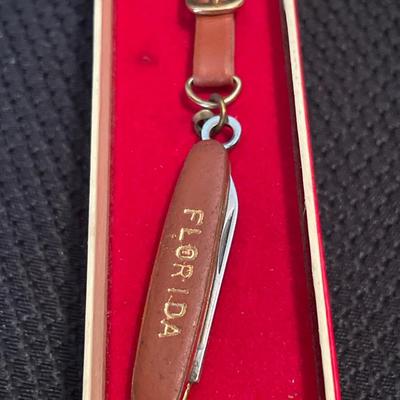 Fan, key chain, clock, back scratcher