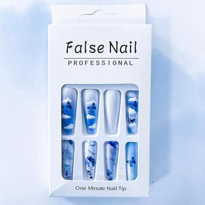 EE - Press on Nails Long Heart Coffin False Nails Full Cover Premium Artificial Nail Set Acrylic Glue on False Nail Stick on Nails for...