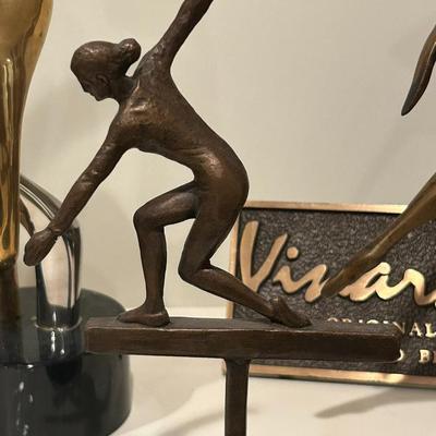 Vinardi Bronze Sculpture Girl on Balance Beam Gymnast