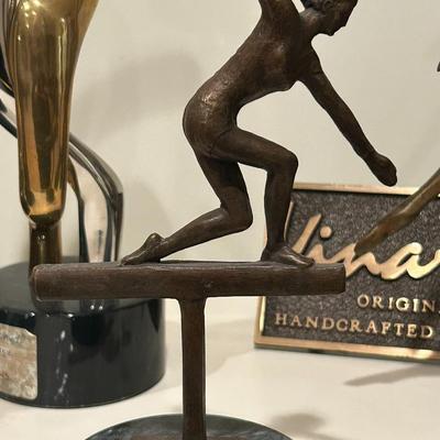 Vinardi Bronze Sculpture Girl on Balance Beam Gymnast