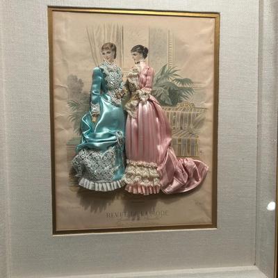 PAIR OF EMBELLISHED PRINTS, VICTORAIN FASHION