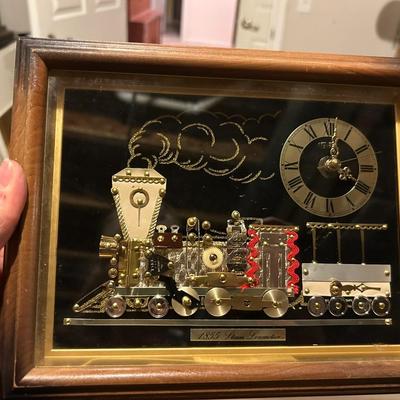 Framed clock steam engine Train, steam punk