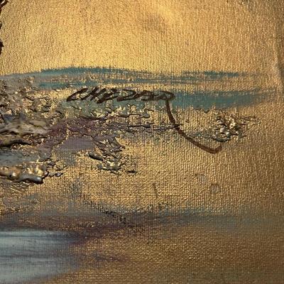 29 x 26 Impasto style Oil Painting Flowers Floral Gold frame